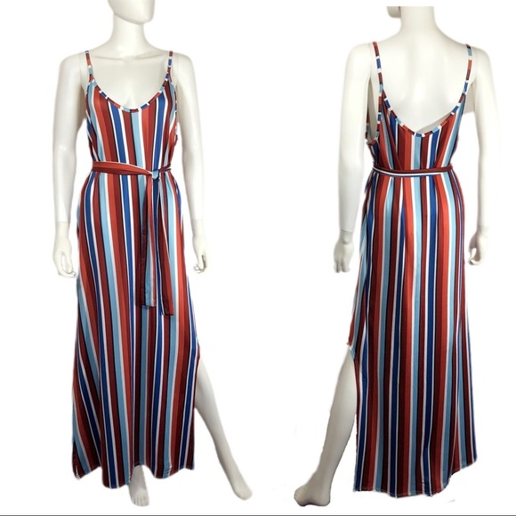 Striped Strappy Oversized Maxi Dress - Picture 1 of 4